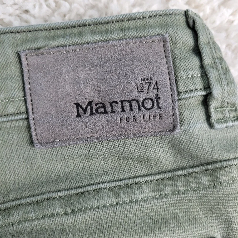 Marmot Pants Mens 38x32 Green Cotton Polyester Stretch Chino Straight Leg Casual